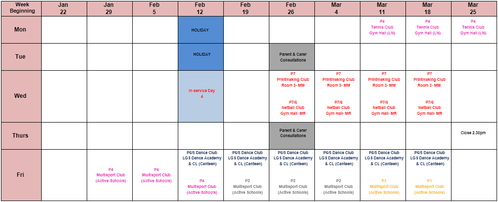 after school clubs term 2 2024